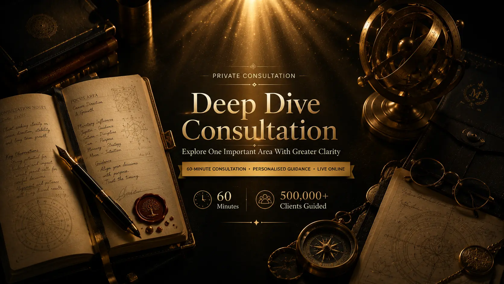 Deep Dive Consultation - A 60-minute private online consultation for the one decision or question that deserves undivided time and depth.