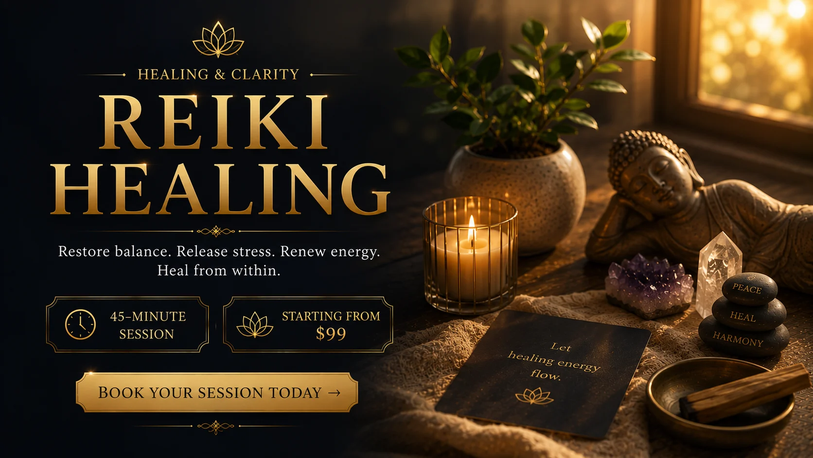 Reiki Healing - A 10-day guided energy healing program to encourage relaxation, emotional balance and inner calm.