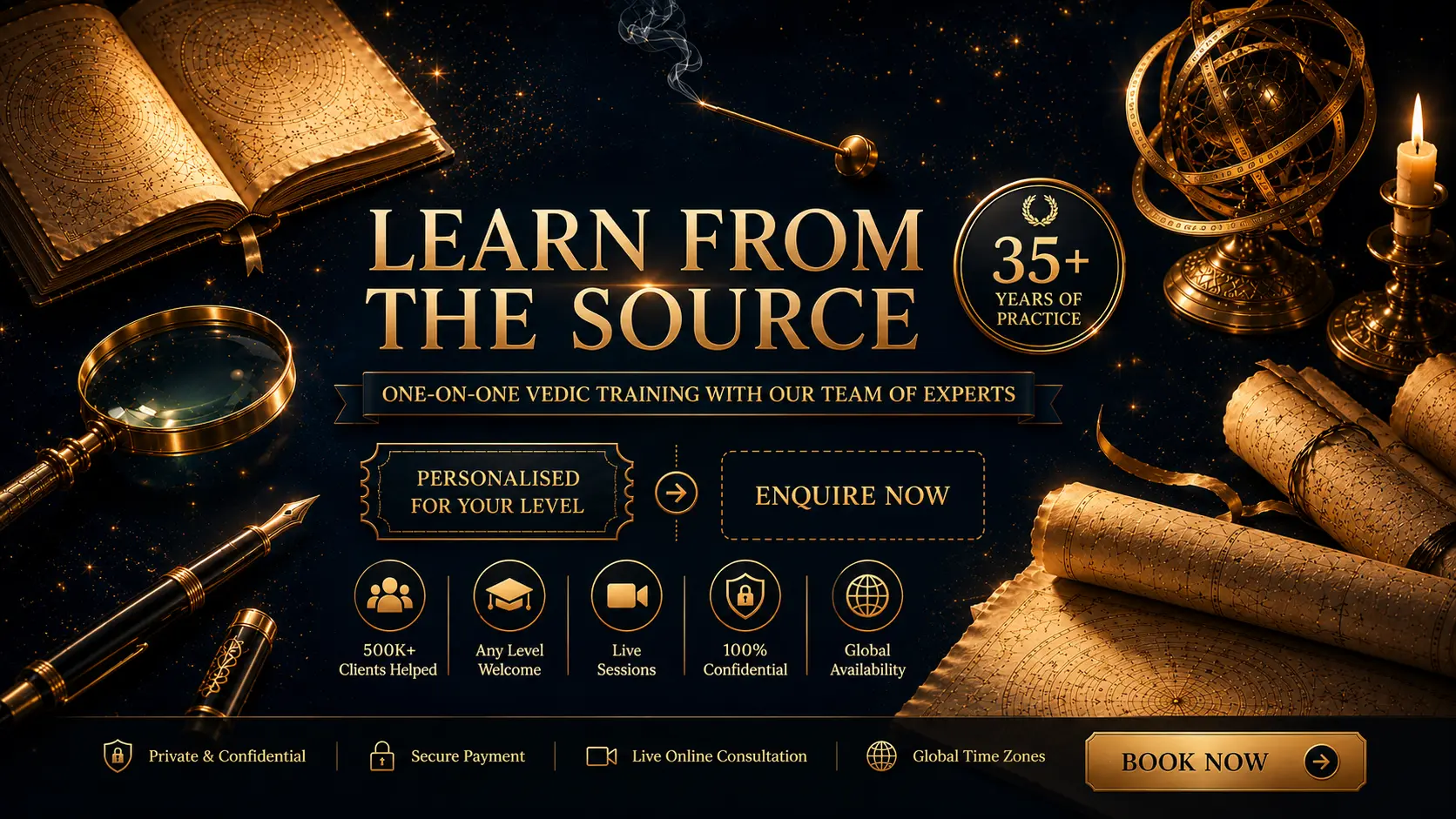 Vedic Astrology Training - Learn birth chart reading, palmistry, numerology, Prashna Shastra and Vastu directly from an experienced Vedic consultant.